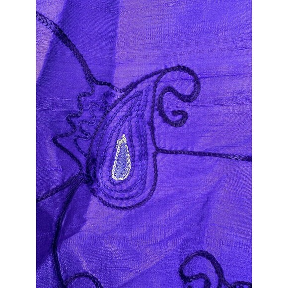 Vintage Chicos Cardigan Silk 1 Medium Blue Embroidered Lightweight Shell  Button - Picture 8 of 9